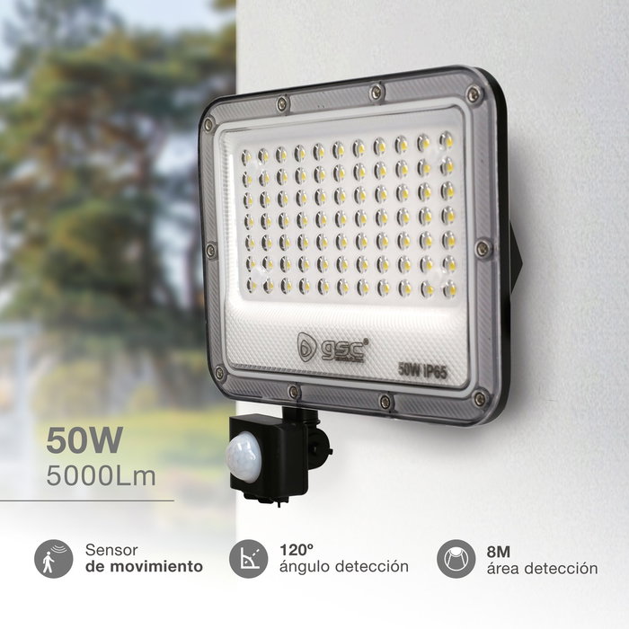 GSC Evolution Projecteur LED Belinta 50W 4000K Noir avec Capteur