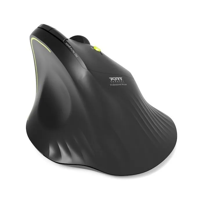 Port Designs Souris sans fil ERGO 910200 Bluetooth 2.4 GHz Rechargeable Ergonomique Clics Silencieux Compatibilité Universelle Noir