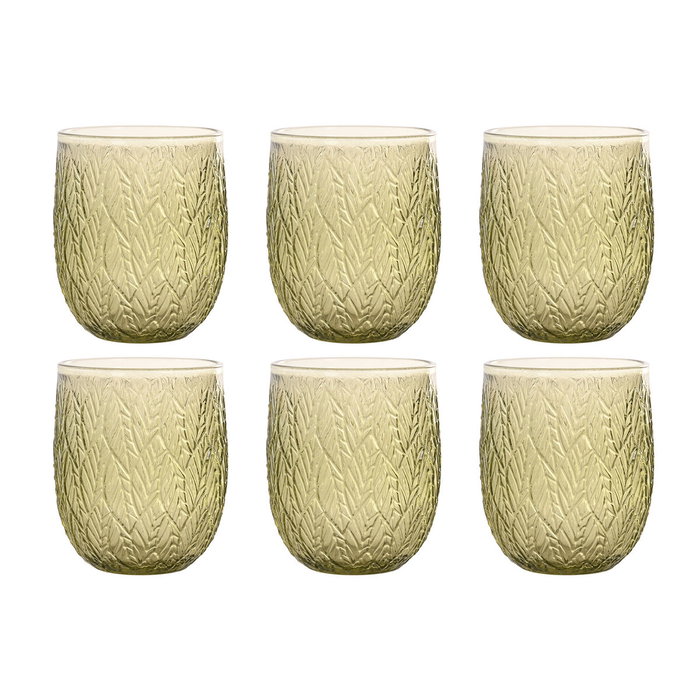 Home ESPRIT Set de Verres Esprit Vert avec relief, 360 ml, 6 pièces Home ESPRIT Set de Verres Esprit Vert avec relief, 360 ml, 6 pièces