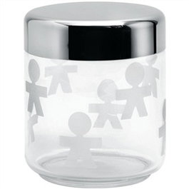 Alessi AKK36 Girotondo - Bocal hermétique en verre et acier inoxydable de 75 cl - Conception par Stefano Giovannoni et Guido Venturini