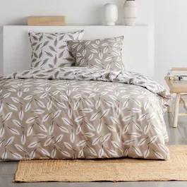 Today Parure de Lit Imprimé Floral Beige avec Motif Feuille, 260 x 240 cm