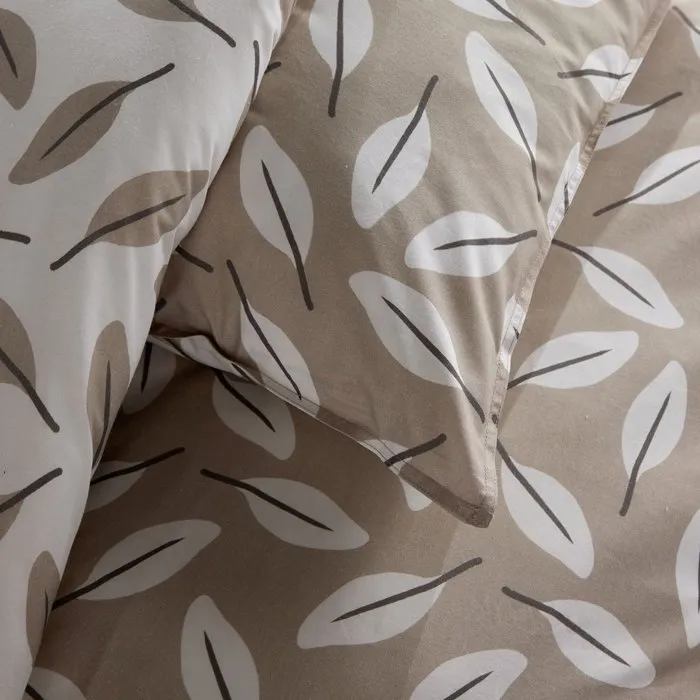Today Parure de Lit Imprimé Floral Beige avec Motif Feuille, 260 x 240 cm