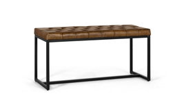 GINER Y COLOMER Banquette avec assise en cuir capitonné marron et pieds en fer noir