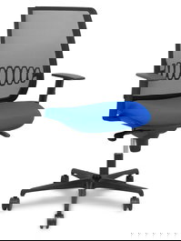 Chaise Alares Synchro 5 positions tissu Bleu Maille Noir Base en nylon noir Accoudoir 1D Sans appui-tête Roulettes 65mm nylon