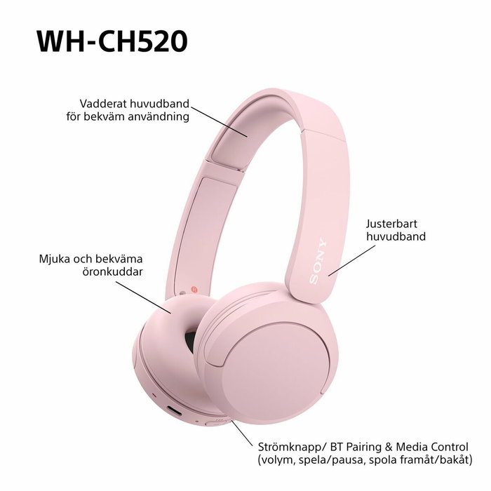 Casque audio Sony WHCH520P.CE7 Rose