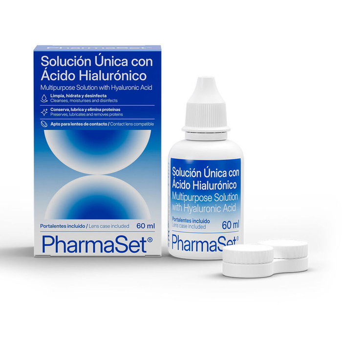 Pharmaset Solution unique à l'acide hyaluronique pour lentilles de contact souples 60 ml Pharmaset Solution unique à l'acide hyaluronique pour lentilles de contact souples 60 ml