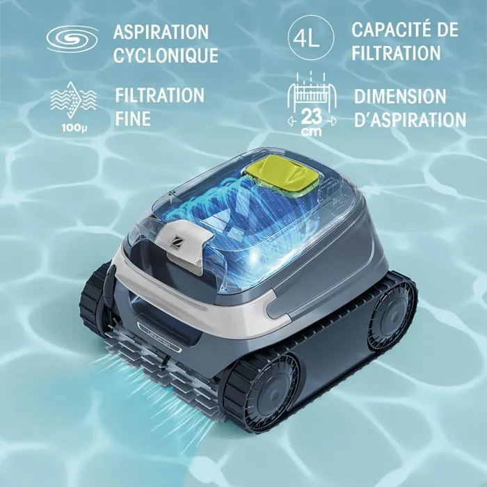 Zodiac Robot de piscine CNX-Li 5220 iQ - Nettoyage fond, parois et ligne d'eau - Pour piscines jusqu'à 10 x 5 m - Batterie Lithium-ion - Contrôle via l'application iAquaLink