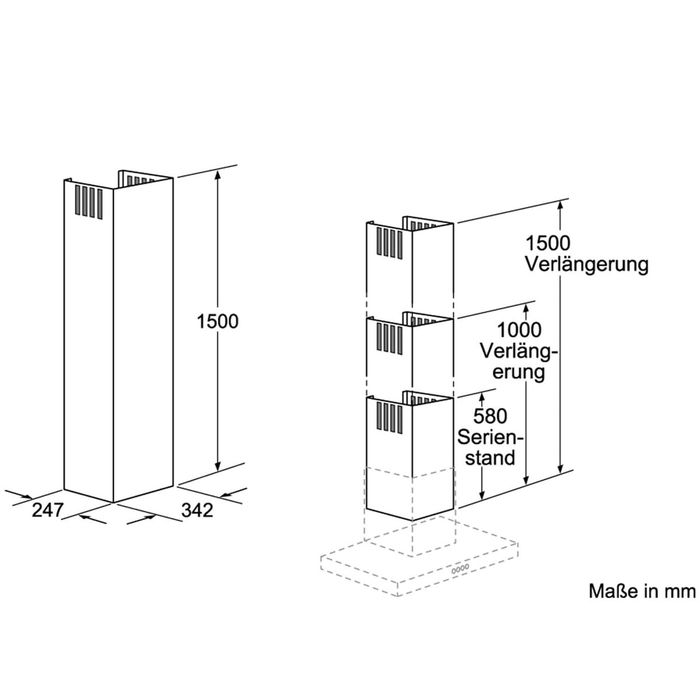 Extension de Cheminée pour Hotte Aspirante Balay DHZ1233 1,5 m