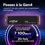 Crucial P310 CT4000P310SSD8 - SSD interne 4 To PCIe Gen4 NVMe M.2 - Vitesse de lecture jusqu'a 7100 Mo/s - Compatible PS5