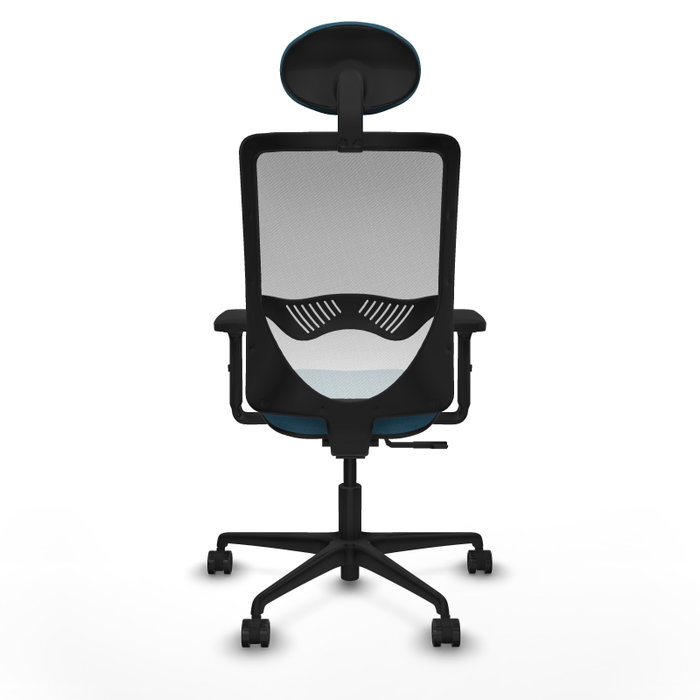 Chaise Zulema Synchro 3 positions tissu Vert pétrole Maille Blanc Base en nylon noir Accoudoir 2D Appui-tête Roulettes 65mm nylon Chaise Zulema Synchro 3 positions tissu Vert pétrole Maille Blanc Base en nylon noir Accoudoir 2D Appui-tête Roulettes 65mm nylon