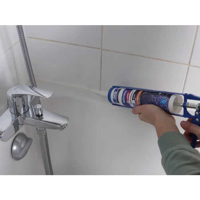 GEB - Mastic silicone sanitaire multi-supports 60 Chrono - Blanc - Séchage ultra-rapide 60 min - Anti-moisissures - Cartouche 280 ml (13 m de joint 5 mm)