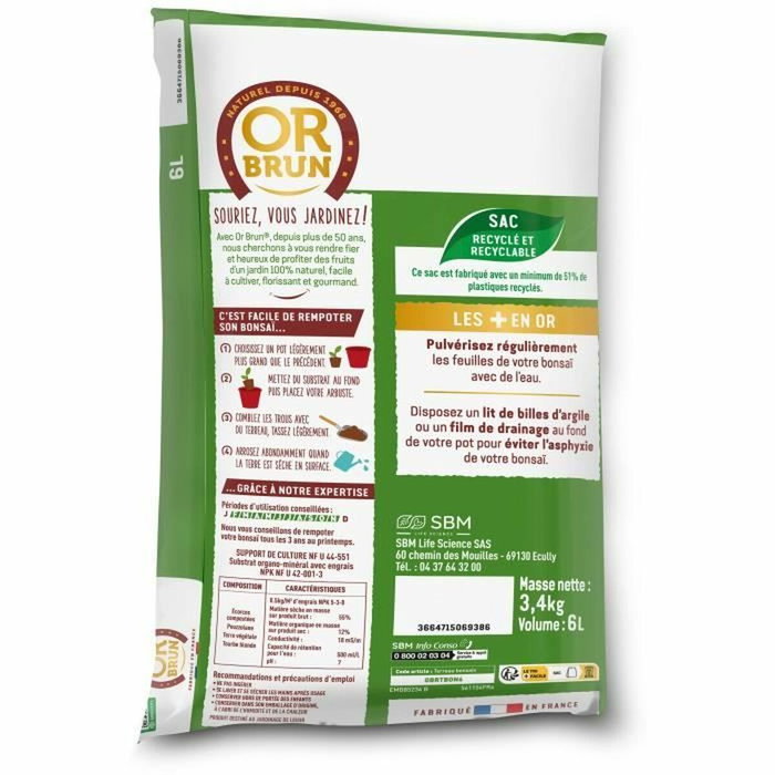 Or Brun Terreau pour Bonsaïs 6L Or Brun Terreau pour Bonsaïs 6L