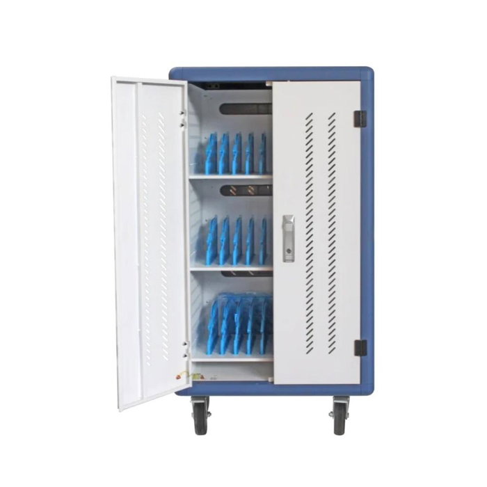 Phasak PHT 3530 Armario Rack de Sécurité avec Roues pour 30 Ordinateurs Portables, Tablettes et Smartphones Blanc/Bleu Phasak PHT 3530 Armario Rack de Sécurité avec Roues pour 30 Ordinateurs Portables, Tablettes et Smartphones Blanc/Bleu