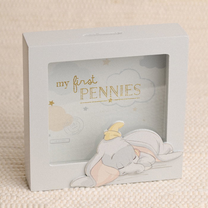 WIDDOP & CO Tirelire Dumbo Disney en bois avec illustration et slot à pièces - My first pennies
