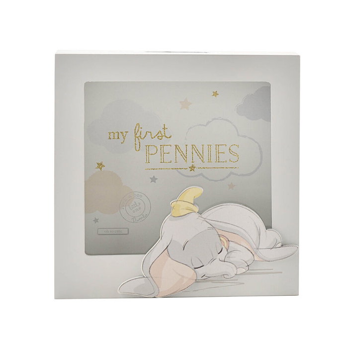 WIDDOP & CO Tirelire Dumbo Disney en bois avec illustration et slot à pièces - My first pennies
