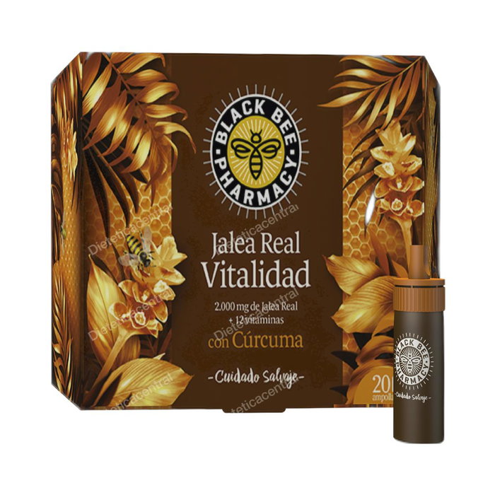BLACK BEE Jalea Real Vitalidad - Gelée Royale - Boîte de 20 Vials BLACK BEE Jalea Real Vitalidad - Gelée Royale - Boîte de 20 Vials