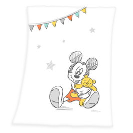 DISNEY Couverture polaire Mickey 100x75 cm - Tissu doux, Manteau de lit pour enfant, Décoration chambre