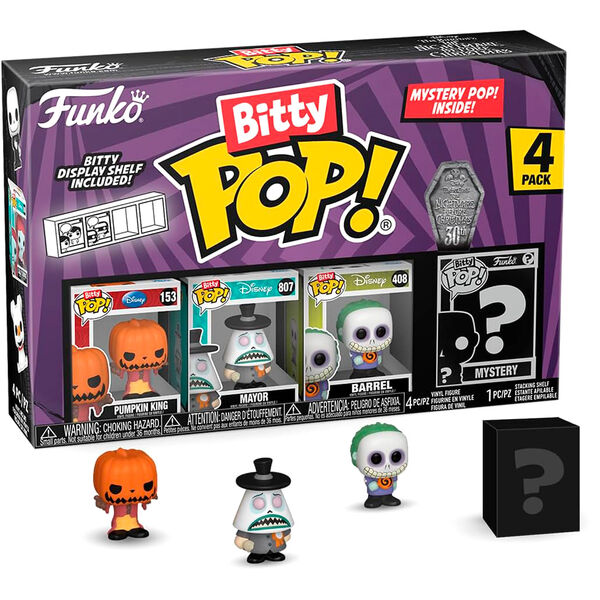 FUNKO Blister 4 figurines Bitty POP Disney L'Étrange Noël de Monsieur Jack Pumpkin King