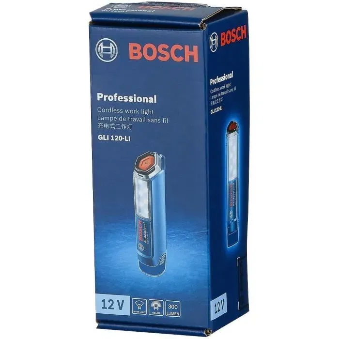 Bosch Professional Lampe torche GLI 12V-300 sans batterie, 6 LED, 300 lumens, jusqu'à 9h d'éclairage, 06014A1000