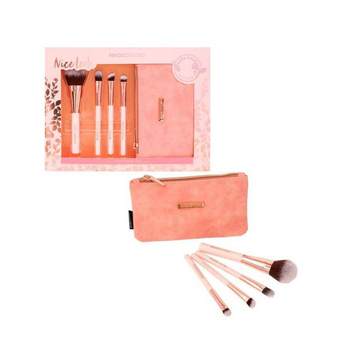 Magic Studio Coffret 5 Pinceaux Maquillage Rose Gold avec Trousse Magic Studio Coffret 5 Pinceaux Maquillage Rose Gold avec Trousse