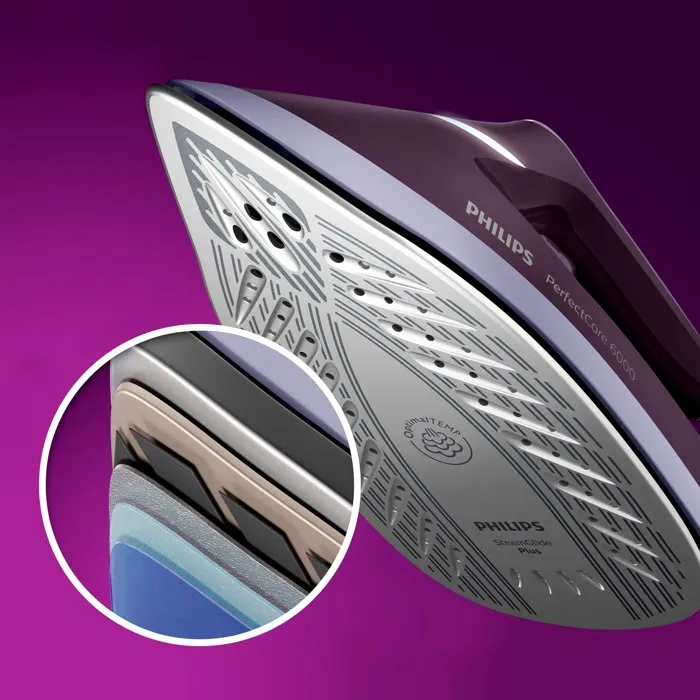 Philips PerfectCare 6000 Centrale Vapeur - PSG6023/30 - 2400W, Pression 6.5 bars, Réservoir 1.8L, Vapeur Continue 150g/min, Semelle SteamGlide Plus, OptimalTEMP, Violet