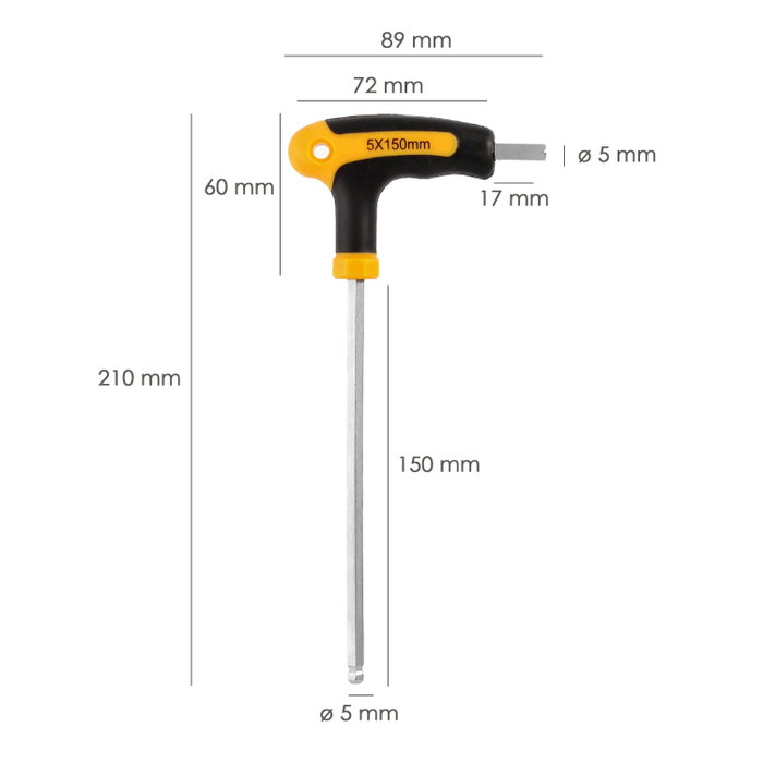 WOLFPACK LINEA PROFESIONAL Clé Allen avec extrémité sphérique et manche en T 5,0 mm