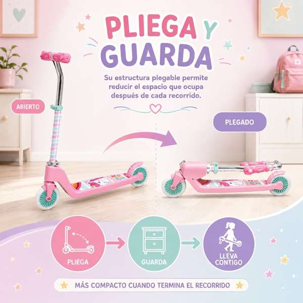 JugaToys Patinete pliable Unicorn 2 roues