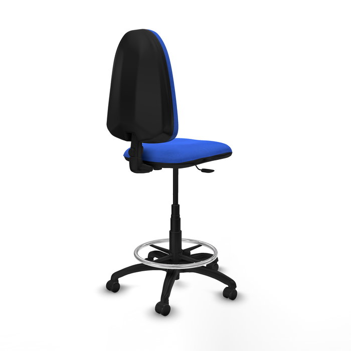 Tabouret Aýna taburete Contact permament de base Tissu Bleu Structure polyamide noire Sans accoudoirs Sans appui-tête Roulettes pour moquette