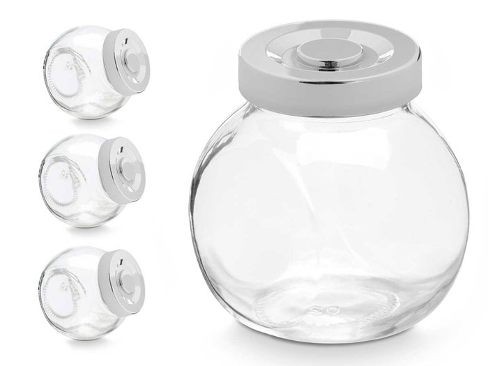 Vivalto Set de 4 pots à épices en verre 200 ml transparent 27 x 8,5 x 8,5 cm (Set de 24)