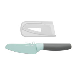 Leo 3950107 Couteau de cuisine pour légumes vert avec éplucheur, 11 cm, lame antiadhésive, manche ergonomique et gaine de protection