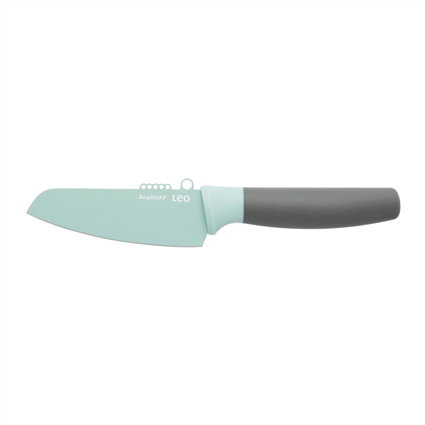 Leo 3950107 Couteau de cuisine pour légumes vert avec éplucheur, 11 cm, lame antiadhésive, manche ergonomique et gaine de protection