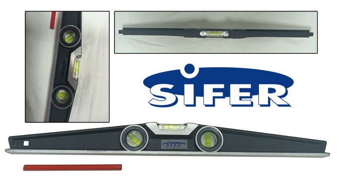 SIFER Niveau à bulle professionnel en aluminium noir 600mm JYC-90-9 SIFER Niveau à bulle professionnel en aluminium noir 600mm JYC-90-9