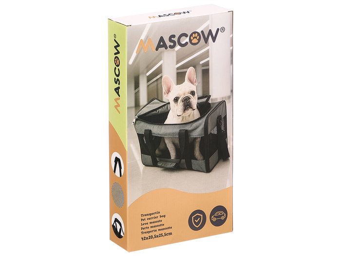 Mascow Transportin en tissu gris pour animaux de compagnie voyage 42 x 25 x 20 cm (Set de 6)