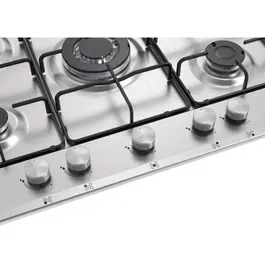 Continental Edison - Table de cuisson gaz 5 foyers dont 1 triple couronne, acier inoxydable, allumage automatique, 70x51.5 cm