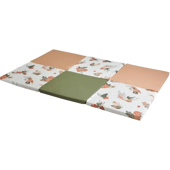 Tineo Amazonie 5en1 - Tapis d'éveil évolutif maxi format multifonction pliable en matelas, pouf, tunnel ou cabane - 120x180x5 cm