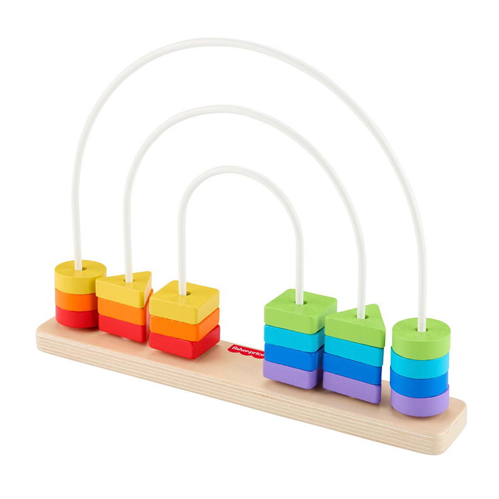 Fisher-Price Abaque en Bois Éducatif, 21 Perles de Couleurs et Formes, Jouet pour Apprendre à Compter et Motricité Fine, Dès 3 Ans - Réf. Jfg15
