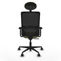 Chaise Zulema Synchro 3 positions tissu Vert olive Maille Noir Base en nylon noir Accoudoir 2D Appui-tête Roulettes 65mm nylon
