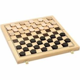 Jeujura Jeu de Dames en Bois - Coffret Pliant