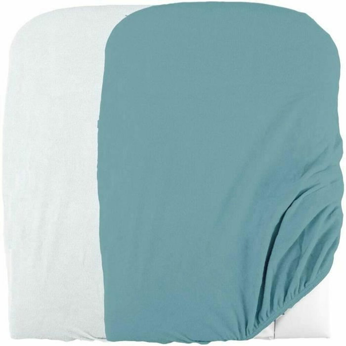 Domiva Lot de 2 housses de matelas à langer en éponge polycoton, 50 x 75 cm, Blanc/Nile Domiva Lot de 2 housses de matelas à langer en éponge polycoton, 50 x 75 cm, Blanc/Nile