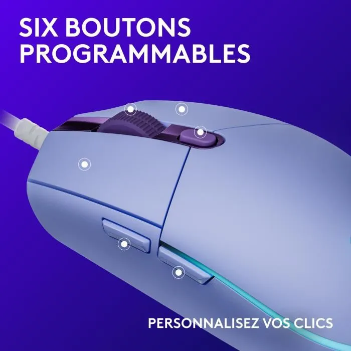 Logitech G G203 Souris gamer filaire USB LIGHTSYNC RGB couleur lilas