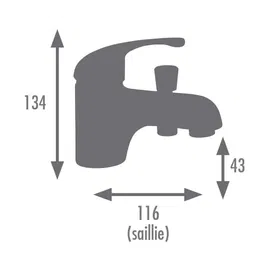 Edouard Rousseau Mitigeur Bain-Douche Monotrou FRA Noir - Cartouche céramique, corps laiton, flexible inox - 134 mm