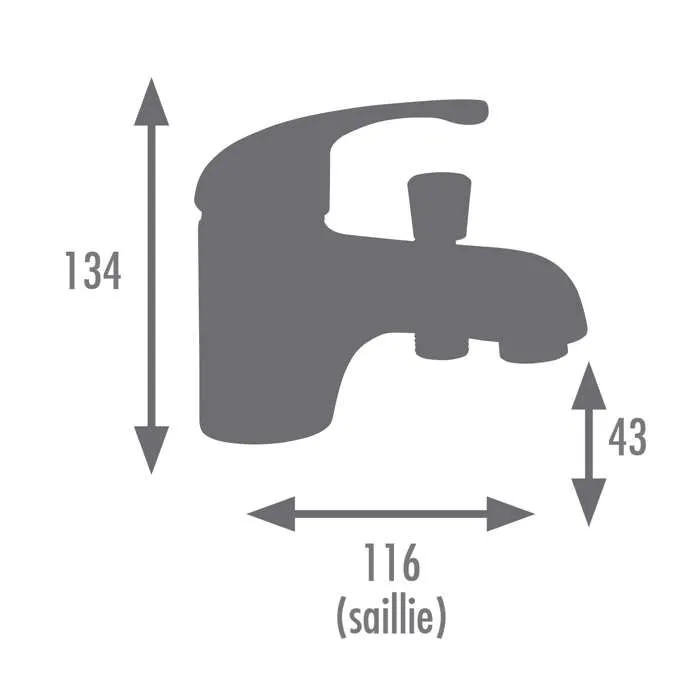 Edouard Rousseau Mitigeur Bain-Douche Monotrou FRA Noir - Cartouche céramique, corps laiton, flexible inox - 134 mm