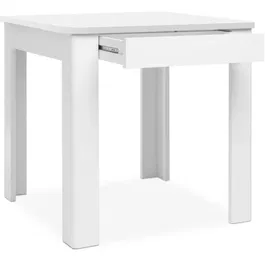 Oslo - Table rectangulaire pour 4 personnes avec tiroir, 80 x 77 x 80 cm, blanc, fabriquée en Union Européenne