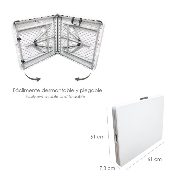 SATURNIA Table Pliante Rectangulaire HDPE Blanc 122x61x74 cm SATURNIA Table Pliante Rectangulaire HDPE Blanc 122x61x74 cm