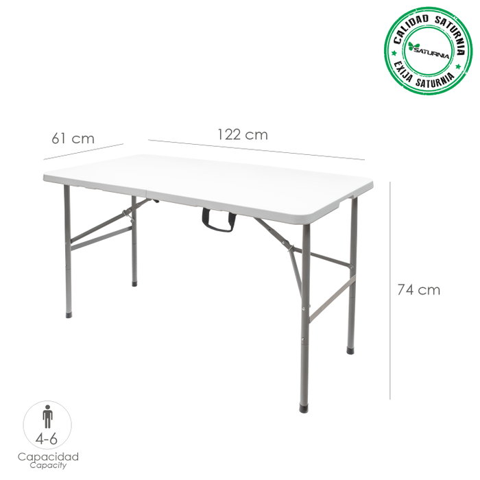 SATURNIA Table Pliante Rectangulaire HDPE Blanc 122x61x74 cm SATURNIA Table Pliante Rectangulaire HDPE Blanc 122x61x74 cm