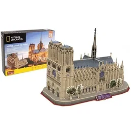 Explora - Puzzle 3D Notre-Dame de Paris - Jeu de construction éducatif - 128 pièces - Dès 8 ans - 35 cm - Livret National Geographic