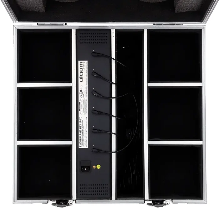 ALGAMLIGHT Flight Case avec chargeur pour 6 Event Par 412 HEX IP, en bois et mousse, 4 roues, 2 poignées