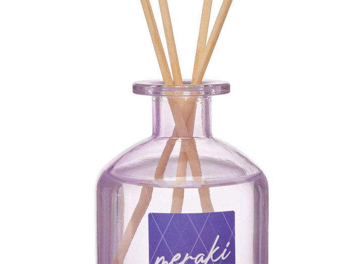 Acorde Mikado 250 ml avec tige violette en verre 8x12x8 cm (Set de 6)