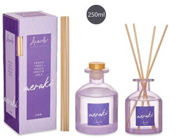 Acorde Mikado 250 ml avec tige violette en verre 8x12x8 cm (Set de 6)