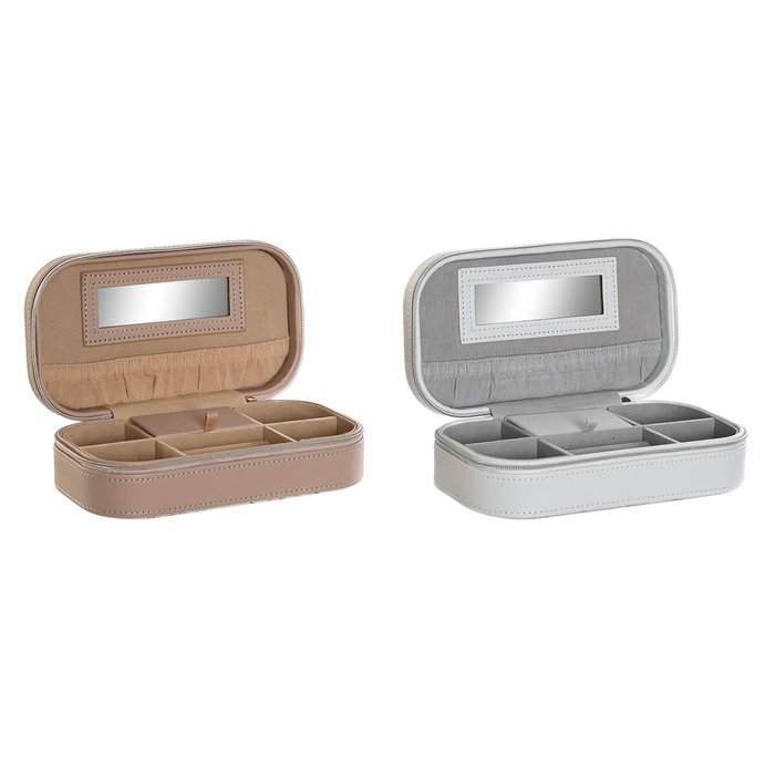 DKD Home Decor Boîte à bijoux (Lot de 2) Bleu Gris Camel Rose clair DKD Home Decor Boîte à bijoux (Lot de 2) Bleu Gris Camel Rose clair